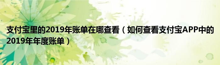 支付宝里的2019年账单在哪查看【如何查看支付宝APP中的2019年年度账单】