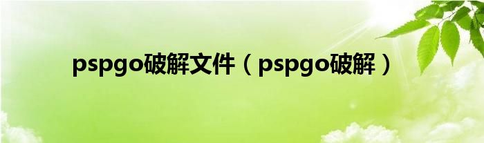 pspgo破解文件【pspgo破解】