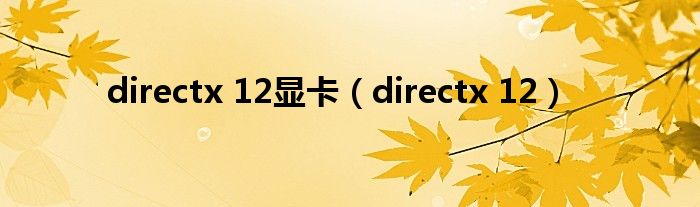 directx 12显卡【directx 12】