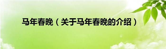 马年春晚【关于马年春晚的介绍】