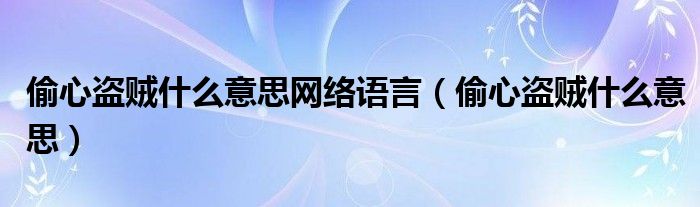 偷心盗贼什么意思网络语言【偷心盗贼什么意思】