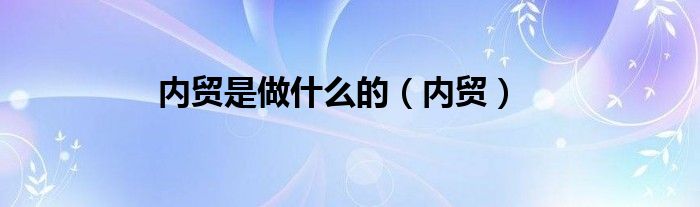 内贸是做什么的【内贸】