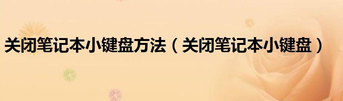 关闭笔记本小键盘方法【关闭笔记本小键盘】