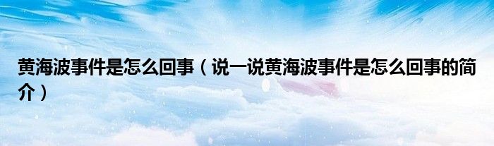 黄海波事件是怎么回事【说一说黄海波事件是怎么回事的简介】