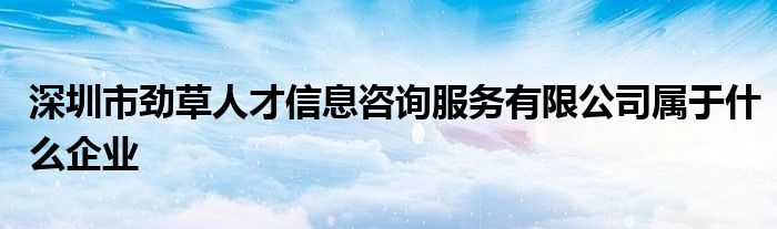 深圳市劲草人才信息咨询服务有限公司属于什么企业