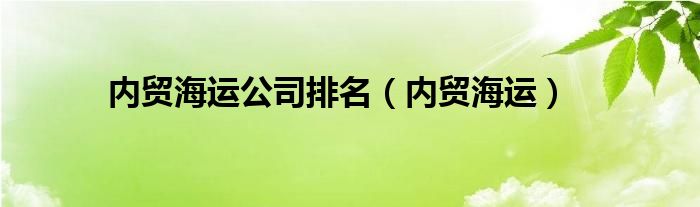 内贸海运公司排名【内贸海运】