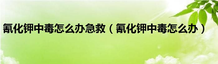 氰化钾中毒怎么办急救【氰化钾中毒怎么办】