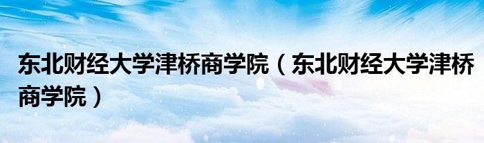 东北财经大学津桥商学院【东北财经大学津桥商学院】