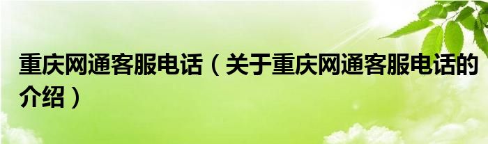 重庆网通客服电话【关于重庆网通客服电话的介绍】