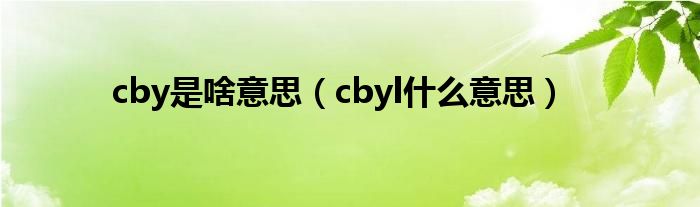 cby是啥意思【cbyl什么意思】