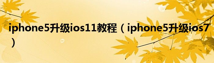 iphone5升级ios11教程【iphone5升级ios7】