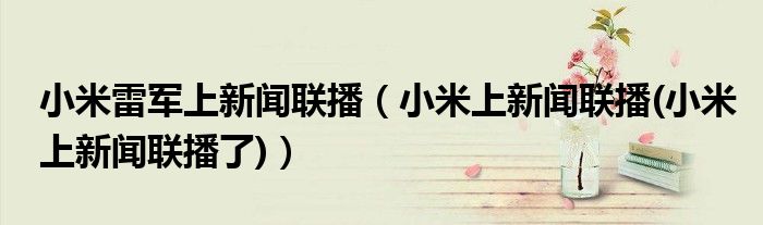 小米雷军上新闻联播【小米上新闻联播(小米上新闻联播了)】