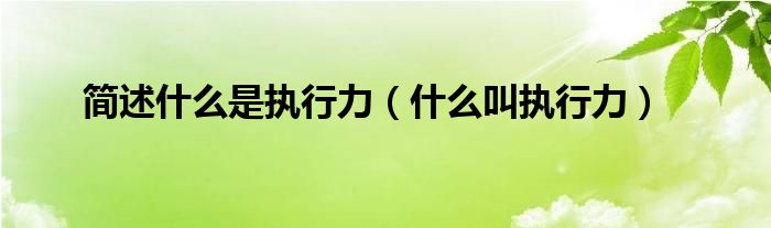 简述什么是执行力【什么叫执行力】