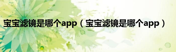 宝宝滤镜是哪个app【宝宝滤镜是哪个app】