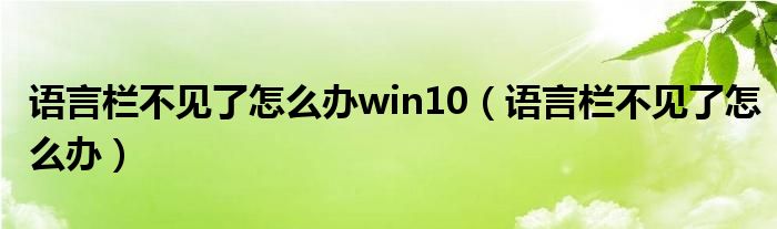 语言栏不见了怎么办win10【语言栏不见了怎么办】