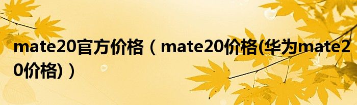 mate20官方价格【mate20价格(华为mate20价格)】