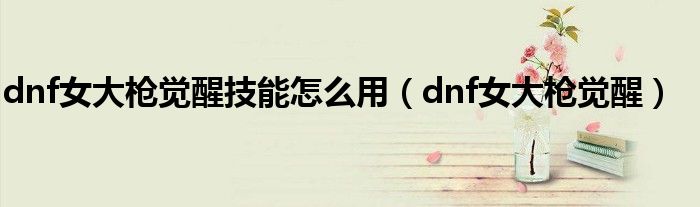 dnf女大枪觉醒技能怎么用【dnf女大枪觉醒】