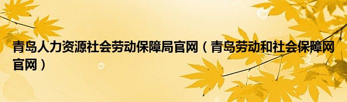 青岛人力资源社会劳动保障局官网【青岛劳动和社会保障网官网】