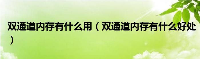 双通道内存有什么用【双通道内存有什么好处】