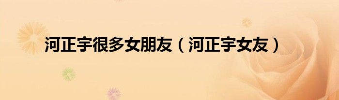 河正宇很多女朋友【河正宇女友】