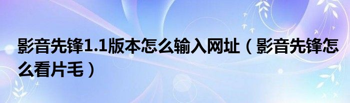 影音先锋1.1版本怎么输入网址【影音先锋怎么看片毛】