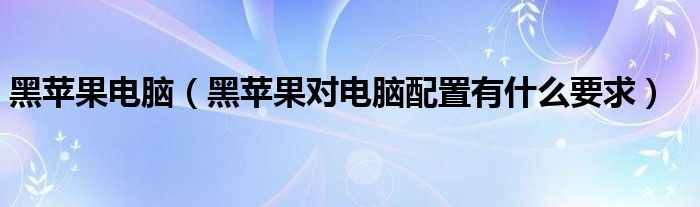 黑苹果电脑【黑苹果对电脑配置有什么要求】