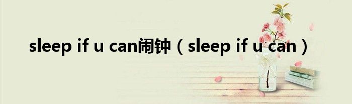 sleep if u can闹钟【sleep if u can】