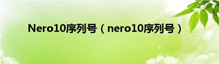 Nero10序列号【nero10序列号】