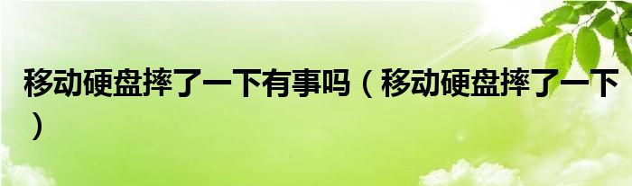 移动硬盘摔了一下有事吗【移动硬盘摔了一下】