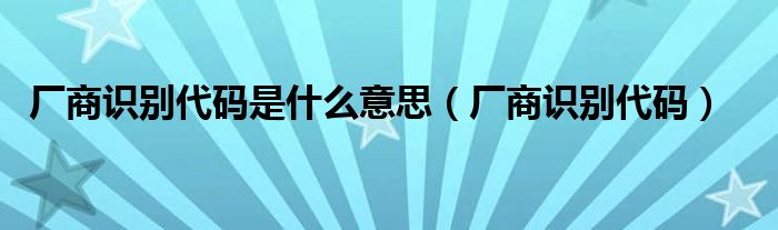 厂商识别代码是什么意思【厂商识别代码】