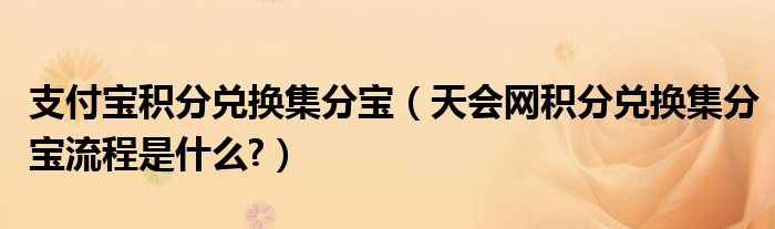 支付宝积分兑换集分宝【天会网积分兑换集分宝流程是什么?】