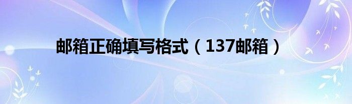 邮箱正确填写格式【137邮箱】