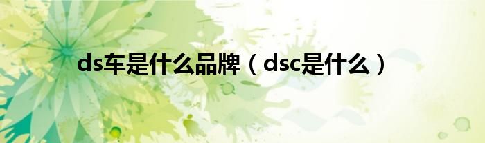 ds车是什么品牌【dsc是什么】