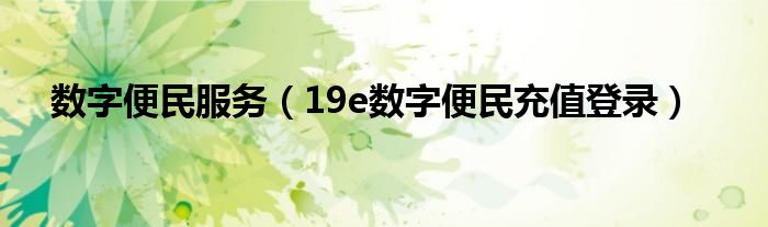 数字便民服务【19e数字便民充值登录】