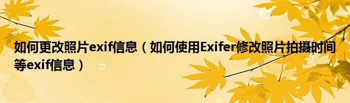 如何更改照片exif信息【如何使用Exifer修改照片拍摄时间等exif信息】