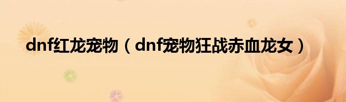 dnf红龙宠物【dnf宠物狂战赤血龙女】