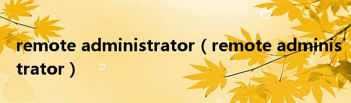 remote administrator【remote administrator】