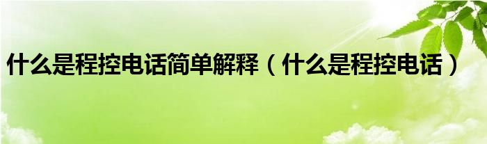 什么是程控电话简单解释【什么是程控电话】