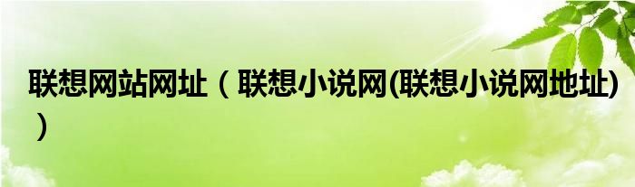 联想网站网址【联想小说网(联想小说网地址)】