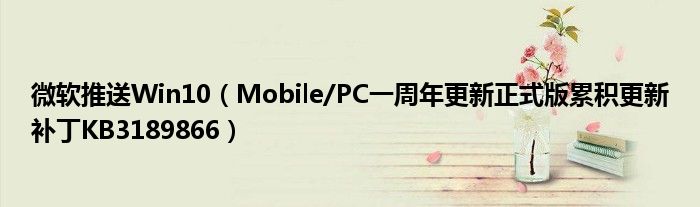 微软推送Win10【Mobile/PC一周年更新正式版累积更新补丁KB3189866】