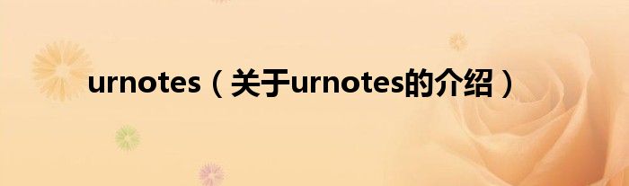 urnotes【关于urnotes的介绍】