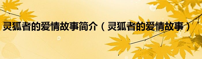 灵狐者的爱情故事简介【灵狐者的爱情故事】