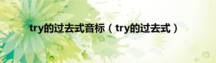 try的过去式音标【try的过去式】