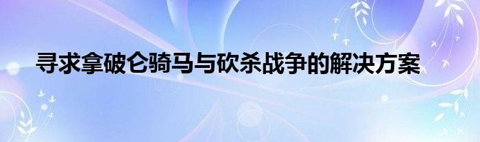 寻求拿破仑骑马与砍杀战争的解决方案