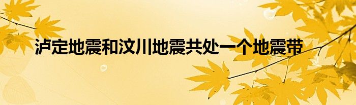 泸定地震和汶川地震共处一个地震带