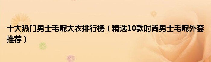 十大热门男士毛呢大衣排行榜【精选10款时尚男士毛呢外套推荐】