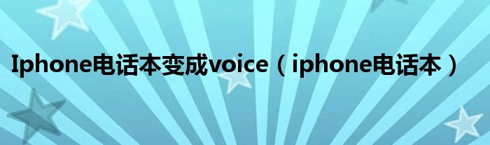 Iphone电话本变成voice【iphone电话本】