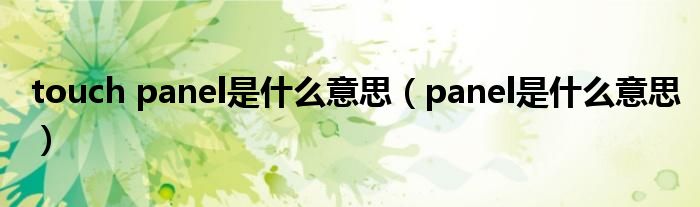 touch panel是什么意思【panel是什么意思】