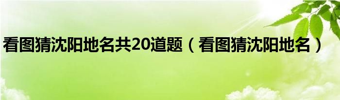 看图猜沈阳地名共20道题【看图猜沈阳地名】