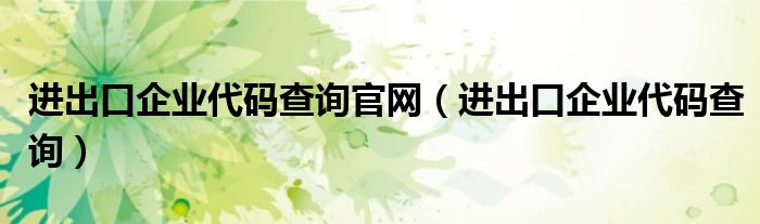 进出口企业代码查询官网【进出口企业代码查询】